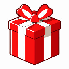 present gift box decorated with red and white ribbon premium stock clip art cartoon doodle freehand sketch drawing isolated vector element illustration on white background
