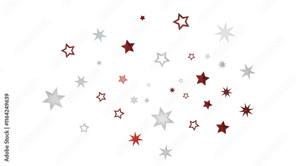 Wall mural A simple graphic design with red and white stars on a black background