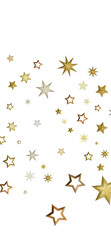 A collection of golden stars scattered against a black background. They are of different sizes and have a 3D effect, creating a sense of depth and sparkle.