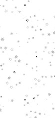 A digital illustration of silver stars scattered on a black background, creating a twinkling and festive atmosphere