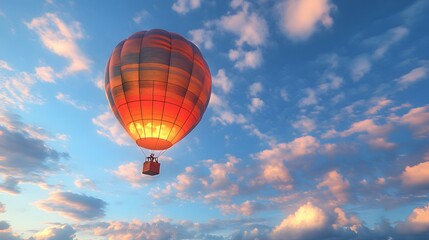 Fototapeta premium Overconfidence Represented Through a Glowing Balloon Floating High Before It Bursts in the Blue Sky