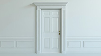 Elegant White Door in Minimalist Room with Soft Wall Texture