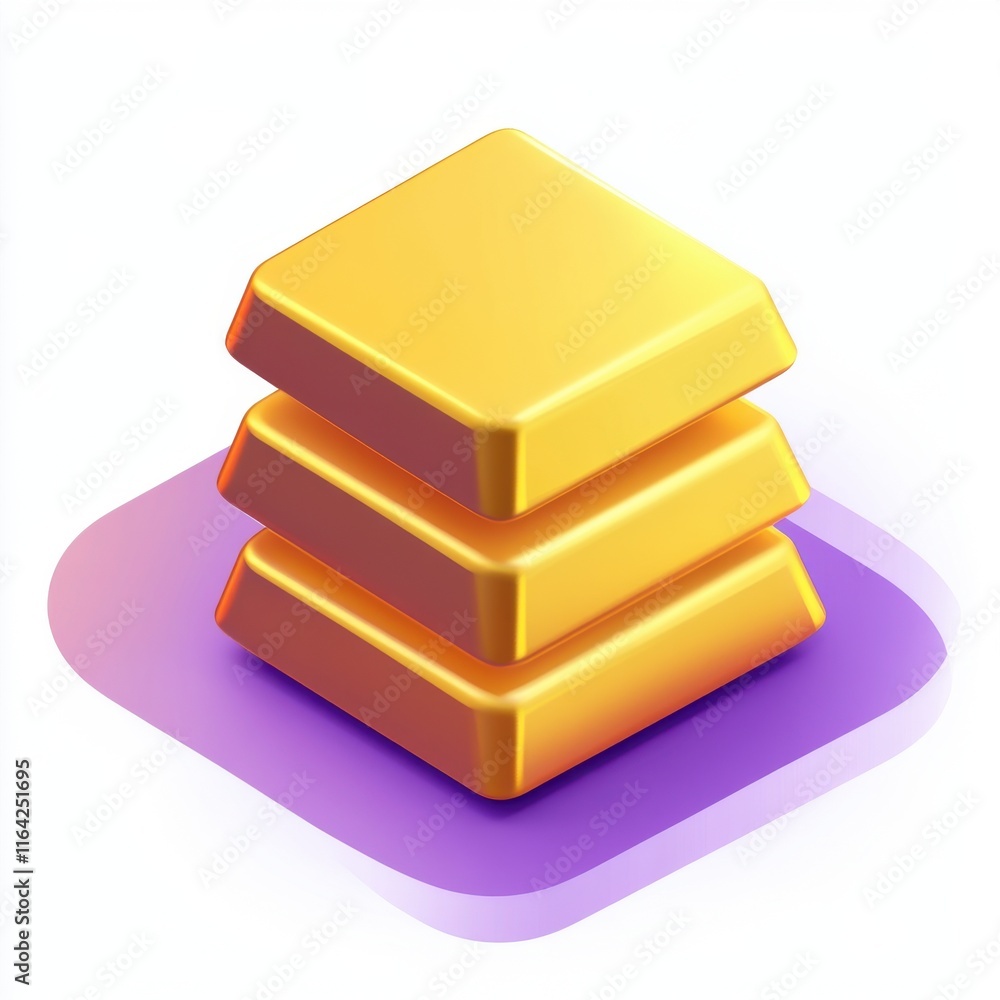 Poster three shiny gold bars stacked on a colorful gradient background, symbolizing wealth and prosperity.