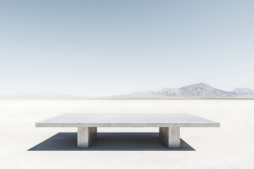 Fototapeta premium Modern Concrete Table in Desert Landscape