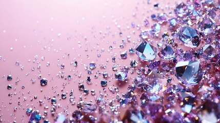 Artful Display of Silver Crystals and Vibrant Gems on a Delightful Background with Generous Text Space