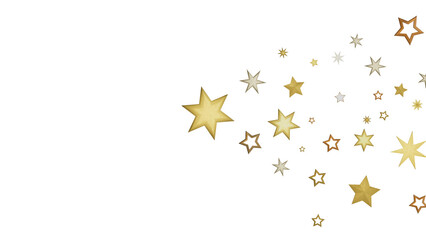 A black background with scattered golden stars of various sizes.