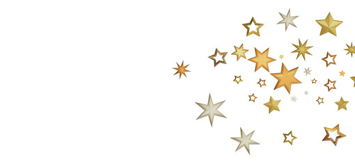A collection of golden stars of various sizes scattered on a black background, creating a sparkling and festive atmosphere.