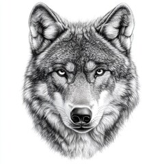 Fototapeta premium Striking portrait of a wolf captured in minimalist style.