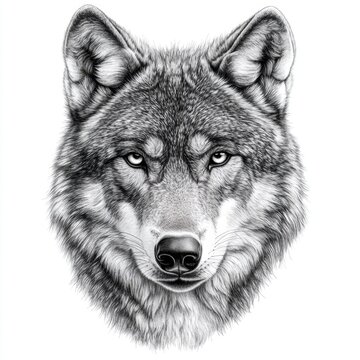 Striking portrait of a wolf captured in minimalist style.