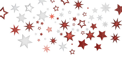 A graphic design of red and white stars on a black background, creating an abstract and festive design.