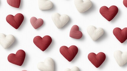 A vibrant heart confetti pattern in pink and red colors creates a festive backdrop ideal for Valentine's Day and romantic occasions