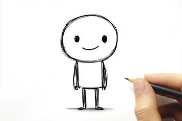 Minimalist stick figure character in simple doodle line art