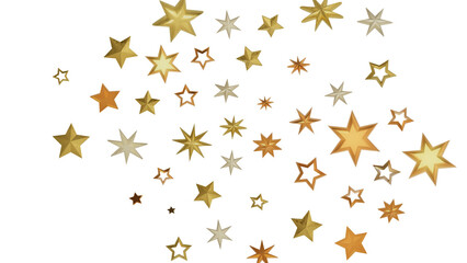 An image of many golden stars scattered on a black background.
