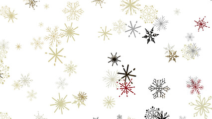 Snowflakes - golden openwork shiny snowflakes, star, 3D rendering.