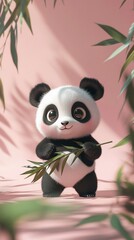 Fototapeta premium panda eating bamboo