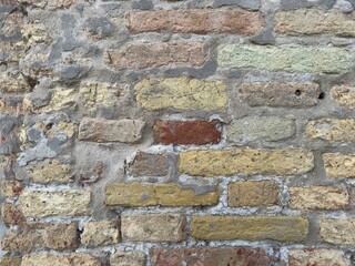 antique brick wall background, ancient red brick surface