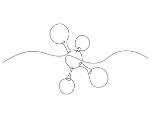 Continuous one line drawing of molecule. One line drawing illustration of molecule. Biology, sciene concept single line. Editable outline