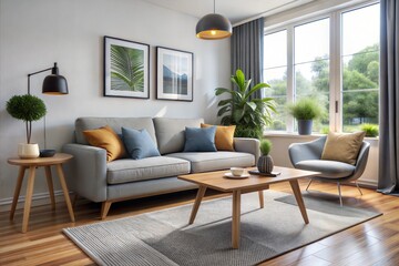 Modern Living Room with Cozy Sofa and Compact Coffee Table