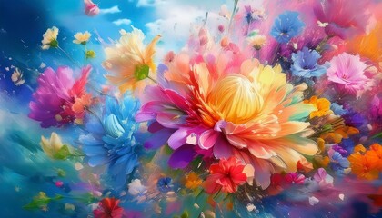 beautiful colorful vibrant flowers exploding graphic resource