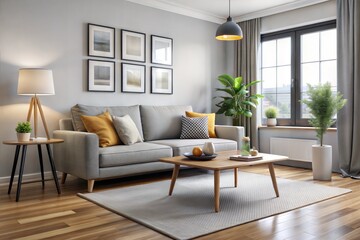 Modern Living Room with Cozy Sofa and Compact Coffee Table