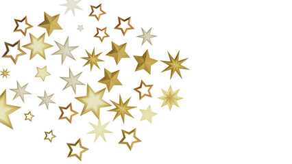 A cluster of golden stars scattered on a black background. The stars shine brightly, creating a shimmering effect.