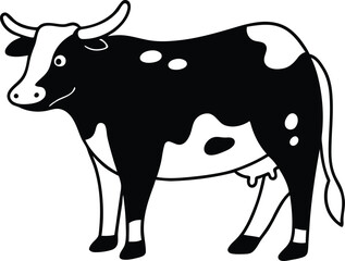 Cow vector, cow silhouette vector illustration, cow line art vector 