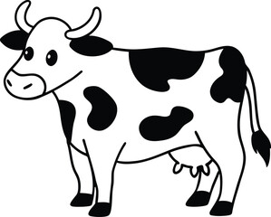 Cow vector, cow silhouette vector illustration, cow line art vector 
