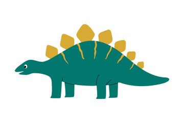 Cute dinosaur stegosaurus character. Design element for print, greeting card, invitation, book. Isolated vector illustration