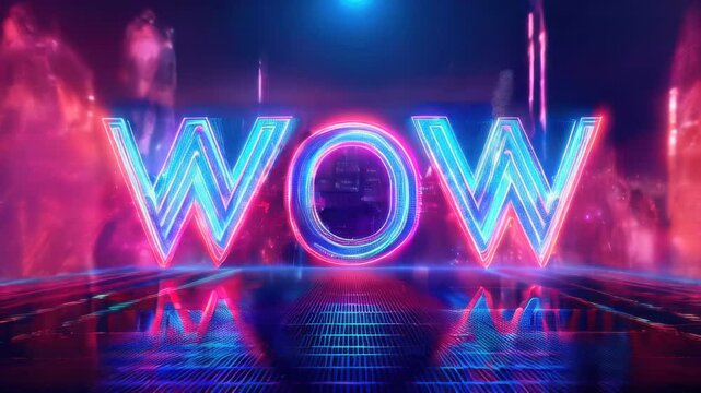 A neon sign that says wow glowing in vibrant colors, concept of excitement and modern design - Powered by Adobe