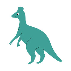 Cute blue dinosaur character. Design element for print, greeting card, invitation, book. Isolated vector illustration