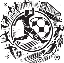 Soccer icon silhouette vector with white background