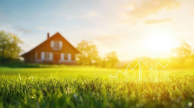 Scenic countryside property with tax graphs rural setting real estate analysis vibrant landscape captivating view financial insights