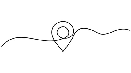 Fototapeta premium Minimalist location icon continuous one-line drawing vector illustration