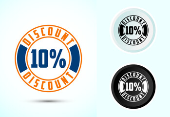 10 Percent discount tag sticker white and black background, Special offer discount tag, sale symbol
