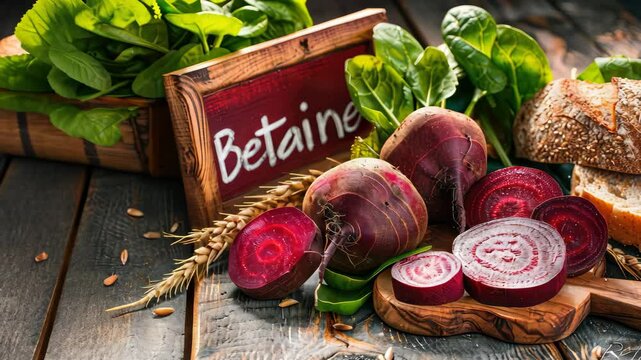 Betaine and beetroot supplements on the table. Selective focus. food.