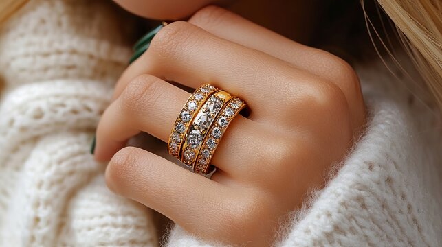 A close up of a woman's hand with a ring on it