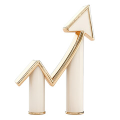 Elegant and Modern Gold and White Arrow Graph Representing Growth, Progress, and Success in Business and Financial Metrics in a Minimalistic Style
