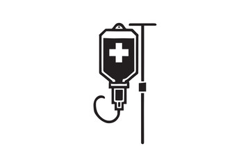 simple and unobtrusive IV Medical Fluid vector silhouette illustration isolated in white background
