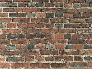 antique brick wall background, ancient red brick surface