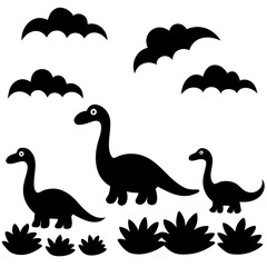 set of silhouettes of dinosaurs