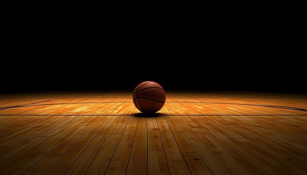 Playing Basketball On A Hardwood Court: A Symbol Of Team Sport And Fitness, Competing In Tournaments, Dribbling And Passing With A Leather Ball.