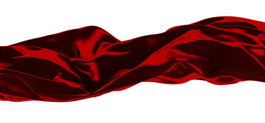A red silk fabric gracefully flows through the air