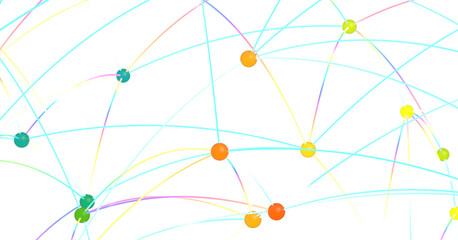 Abstract Colorful Network with Nodes and Lines