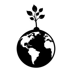 Growing Earth vector silhouette