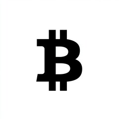 Obraz premium Stylized black Bitcoin symbol on a minimalistic white background.
