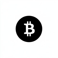 Minimalistic representation of the Bitcoin cryptocurrency symbol in black and white.