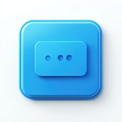 A modern blue message icon featuring three dots, symbolizing communication and messaging.