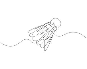 Obraz premium Continuous one line drawing of shuttlecock. One line drawing illustration of shuttlecock. Badminton sport equipment concept single line. Editable outline