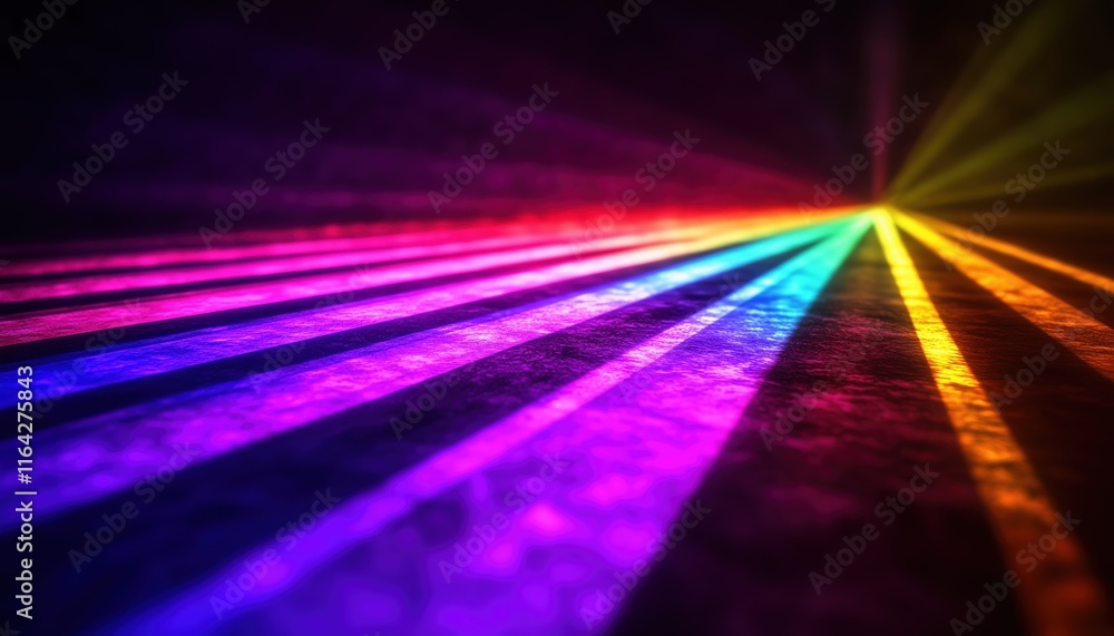 Aufkleber abstract laser show at night: neon light rendering on dark background depicting ultraviolet spectrum