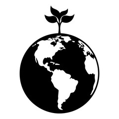 Growing Earth vector silhouette
